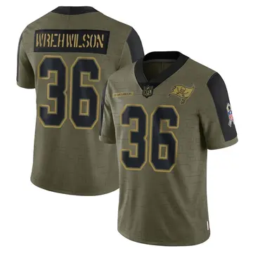 Nike Blidi Wreh-Wilson Men's Limited Tampa Bay Buccaneers Olive 2021 Salute To Service Jersey