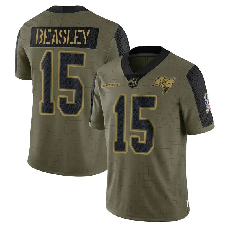 Nike Cole Beasley Men's Limited Tampa Bay Buccaneers Olive 2021 Salute To Service Jersey
