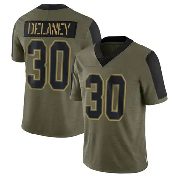 Nike Dee Delaney Men's Limited Tampa Bay Buccaneers Olive 2021 Salute To Service Jersey