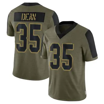 Nike Jamel Dean Men's Limited Tampa Bay Buccaneers Olive 2021 Salute To Service Jersey