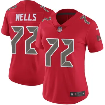 Nike Josh Wells Women's Limited Tampa Bay Buccaneers Red Color Rush Jersey