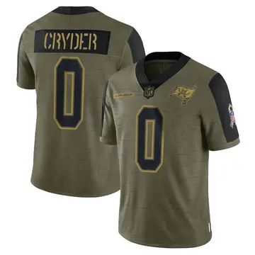 Nike Keegan Cryder Men's Limited Tampa Bay Buccaneers Olive 2021 Salute To Service Jersey