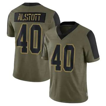 Nike Mike Alstott Men's Limited Tampa Bay Buccaneers Olive 2021 Salute To Service Jersey