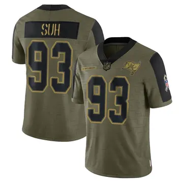 Nike Ndamukong Suh Men's Limited Tampa Bay Buccaneers Olive 2021 Salute To Service Jersey