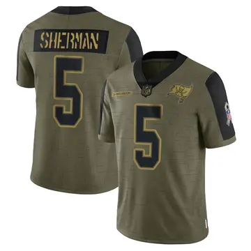 Nike Richard Sherman Youth Limited Tampa Bay Buccaneers Olive 2021 Salute To Service Jersey