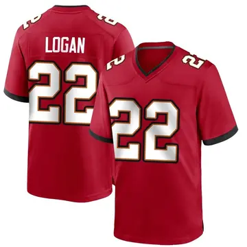 Nike T.J. Logan Men's Game Tampa Bay Buccaneers Red Team Color Jersey