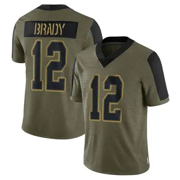 Nike Tom Brady Men's Limited Tampa Bay Buccaneers Olive 2021 Salute To Service Jersey