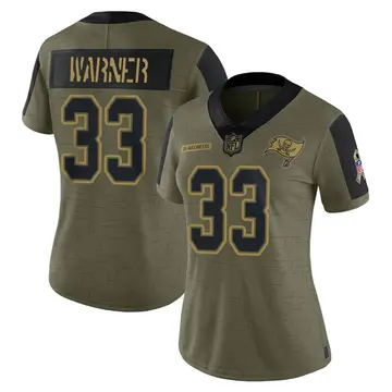Nike Troy Warner Women's Limited Tampa Bay Buccaneers Olive 2021 Salute To Service Jersey